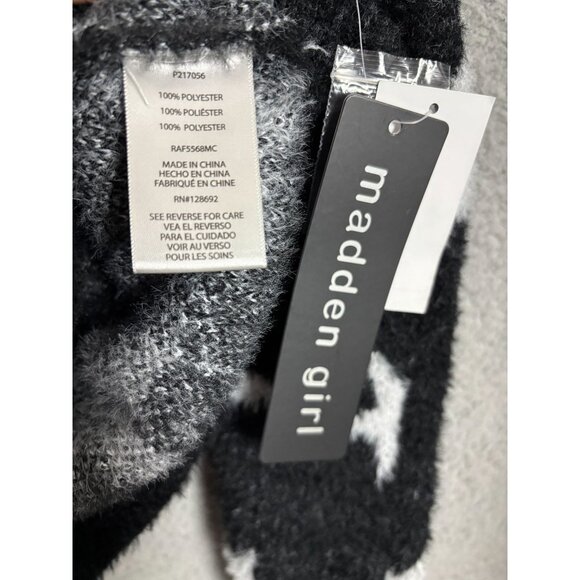 Madden Girl Juniors' Star Print Novelty Eyelash Button-Front Sweater Black M NWT - Picture 7 of 8